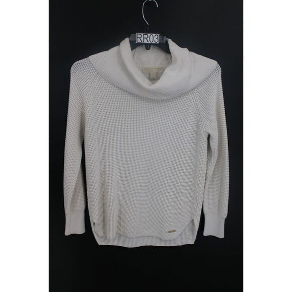 Michael Kors Cowl Neck Waffle Knit Pullover Sweater Long Sleeves Ivory Sz M - Picture 1 of 6